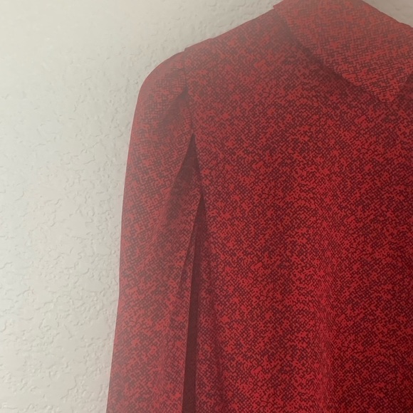 Vintage | Red satin long sleeve blouse size large - Picture 5 of 7